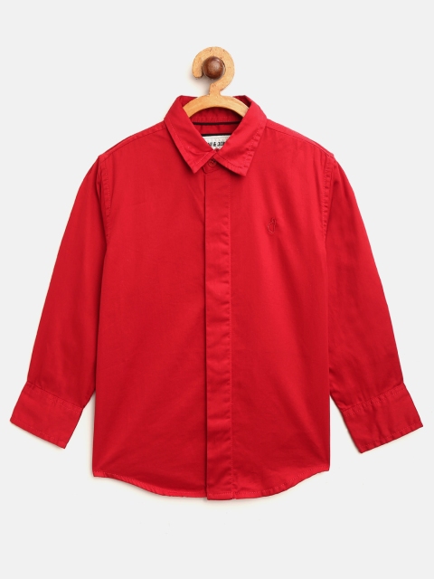 

Gini and Jony Boys Red Regular Fit Solid Casual Shirt