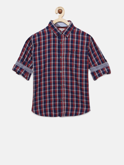

Gini and Jony Boys Red & Navy Blue Regular Fit Checked Casual Shirt