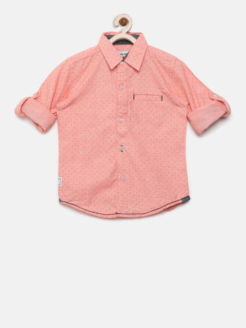 

Gini and Jony Boys Peach-Coloured & Black Regular Fit Printed Casual Shirt