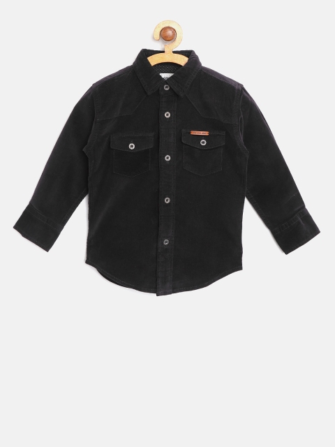 

Gini and Jony Boys Black Regular Fit Solid Corduroy Shirt