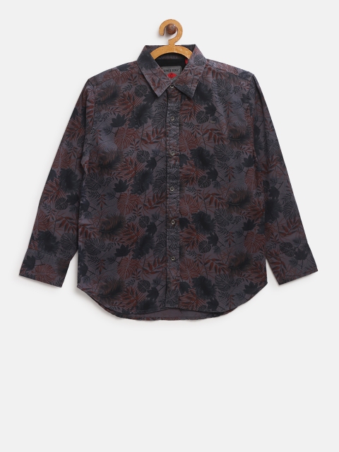 

Gini and Jony Boys Charcoal Grey & Rust Brown Regular Fit Printed Casual Shirt