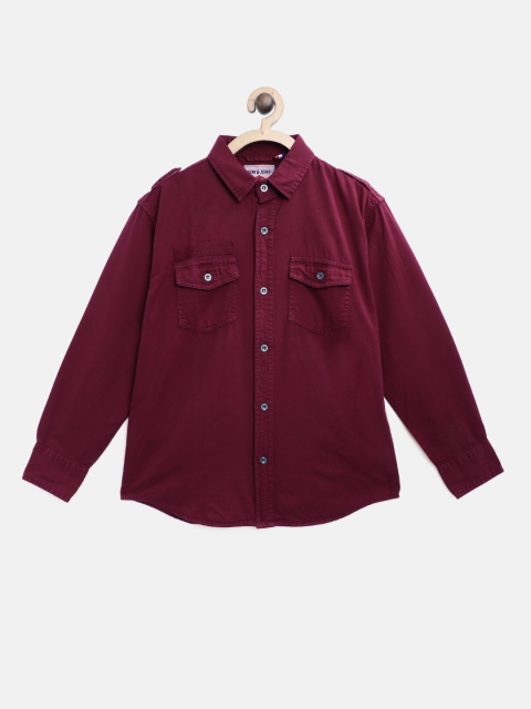 

Gini and Jony Boys Burgundy Pure Cotton Regular Fit Solid Casual Shirt
