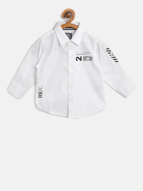 

Palm Tree Boys White Regular Fit Solid Casual Shirt