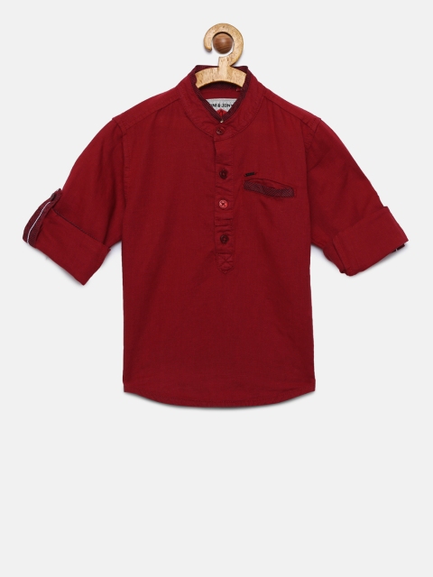 

Gini and Jony Boys Red Regular Fit Solid Casual Shirt