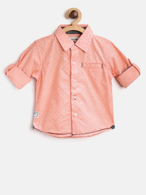 

Gini and Jony Boys Peach-Coloured Regular Fit Printed Casual Shirt