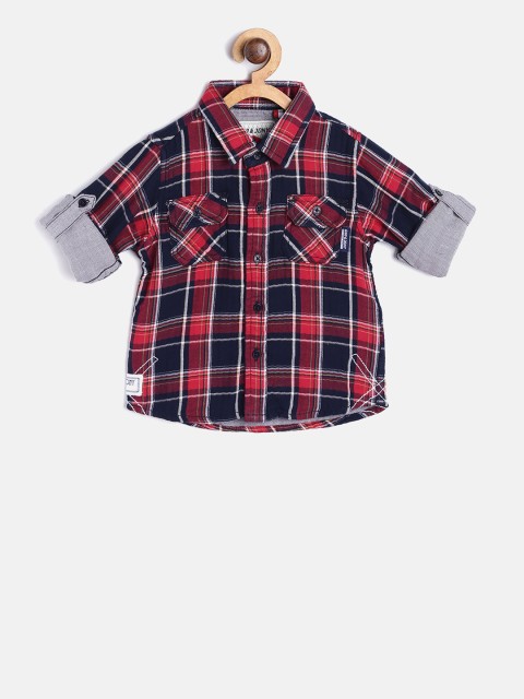 

Gini and Jony Boys Red & Navy Regular Fit Checked Casual Shirt