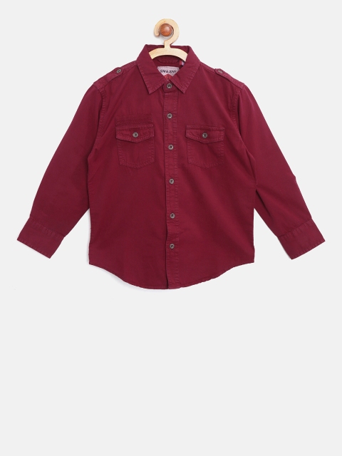 

Gini and Jony Boys Maroon Regular Fit Solid Casual Shirt