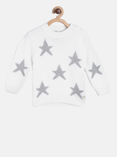 

Gini and Jony Girls White & Grey Self Design Pullover