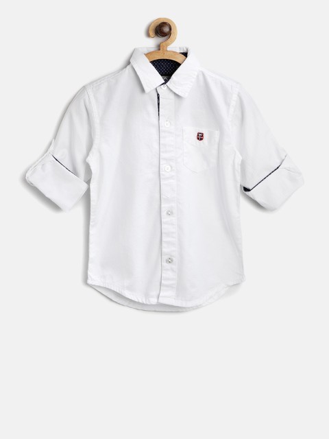 

Palm Tree Boys White Regular Fit Solid Casual Shirt