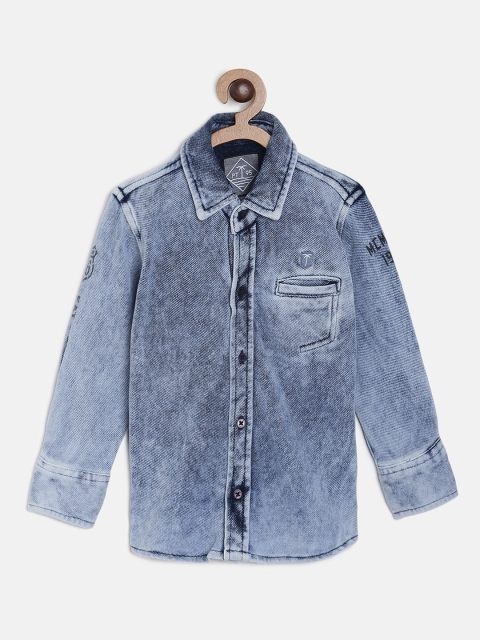 

Palm Tree Boys Blue Regular Fit Faded Casual Denim Shirt