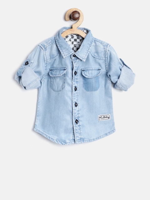 

Gini and Jony Boys Blue Regular Fit Solid Denim Casual Shirt