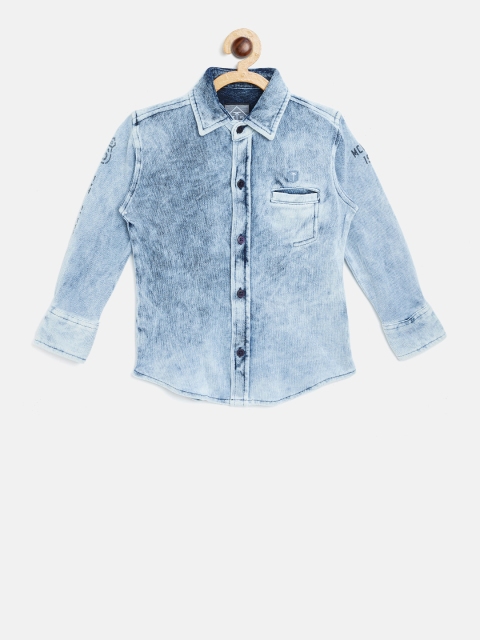 

Palm Tree Boys Blue Regular Fit Faded Chambray Shirt