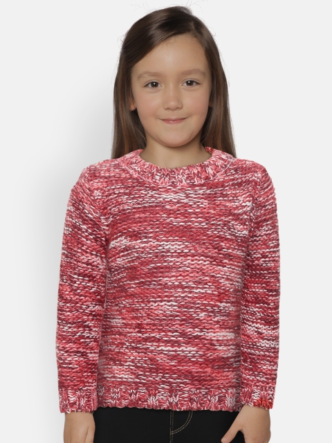 

Gini and Jony Girls Rust Red & White Self Design Sweater