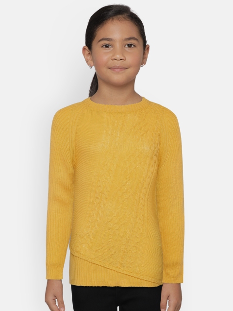 

Gini and Jony Girls Yellow Self Design Sweater