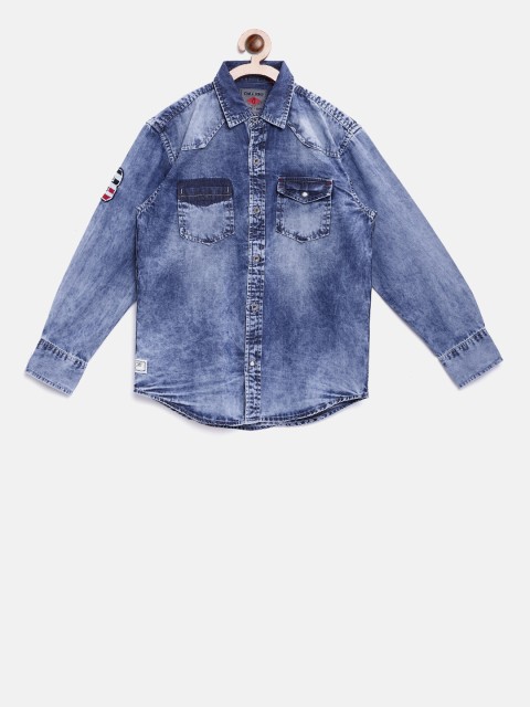 

Gini and Jony Boys Blue Regular Fit Faded Casual Shirt