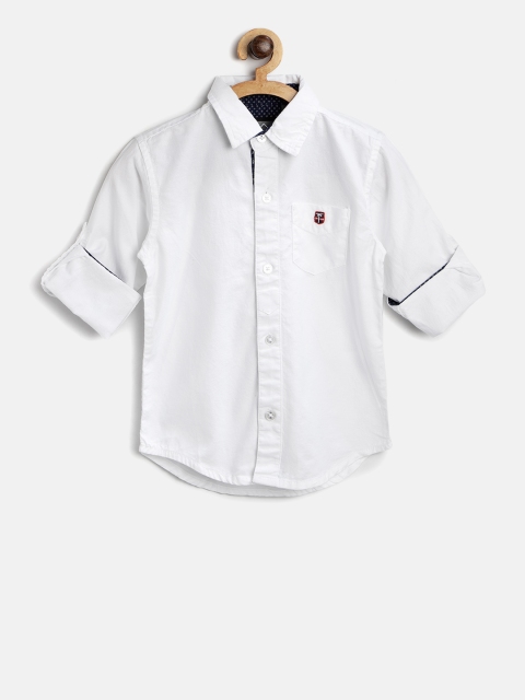 

Palm Tree Boys White Regular Fit Solid Casual Shirt