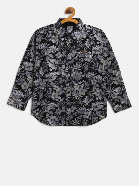 

Palm Tree Boys Black & Grey Regular Fit Printed Casual Shirt