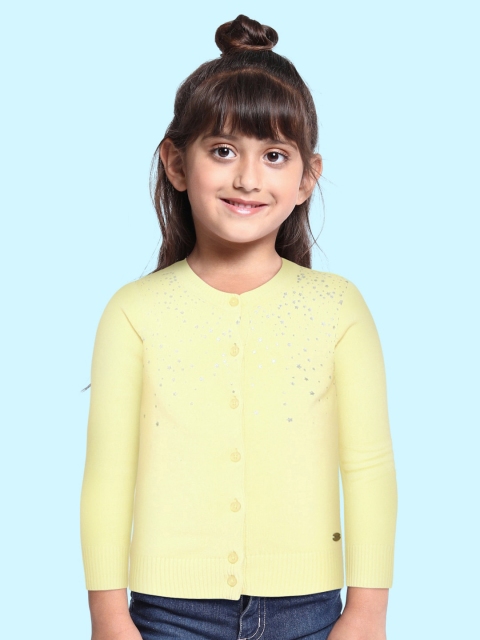 

Palm Tree Girls Yellow & Silver Printed Cardigan