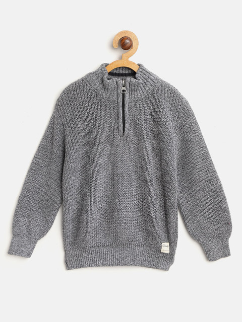 

Gini and Jony Boys Grey Solid Sweater