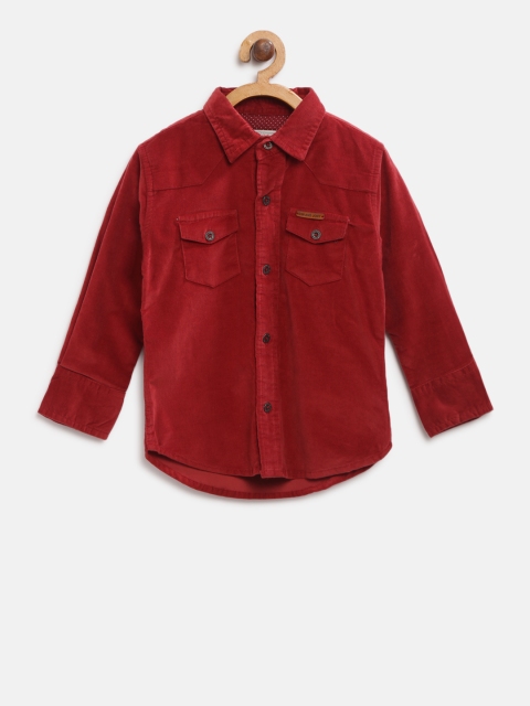 

Gini and Jony Boys Rust Red Solid Corduroy Regular Fit Casual Shirt