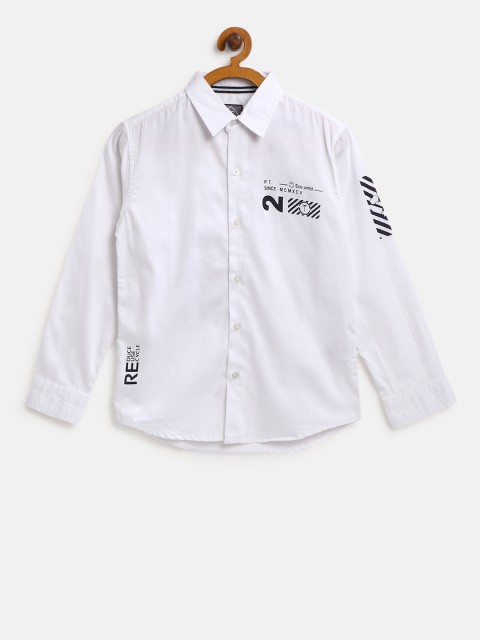 

Palm Tree Boys White Regular Fit Solid Casual Shirt