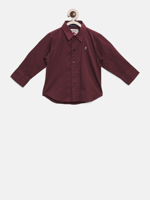 

Gini and Jony Boys Burgundy Printed Casual Shirt
