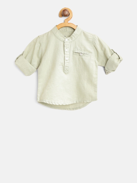 

Gini and Jony Boys Green Regular Fit Solid Casual Shirt