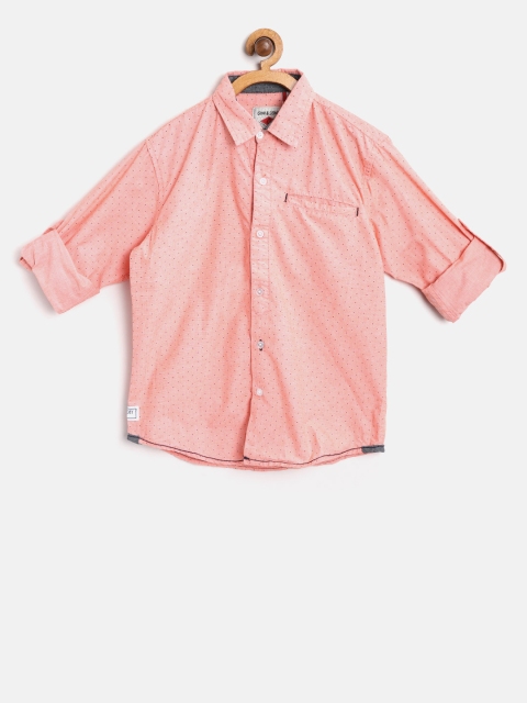 

Gini and Jony Boys Peach-Coloured Regular Fit Printed Casual Shirt