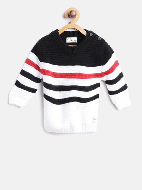 

Gini and Jony Boys White & Black Striped Pullover