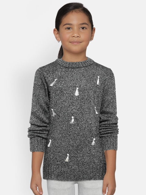 

Gini and Jony Girls Charcoal Grey Self Design Sweater