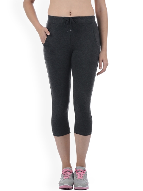 

Sweet Dreams Women Charcoal Grey Solid Workout Three-Fourth Tights With Zipper Pocket