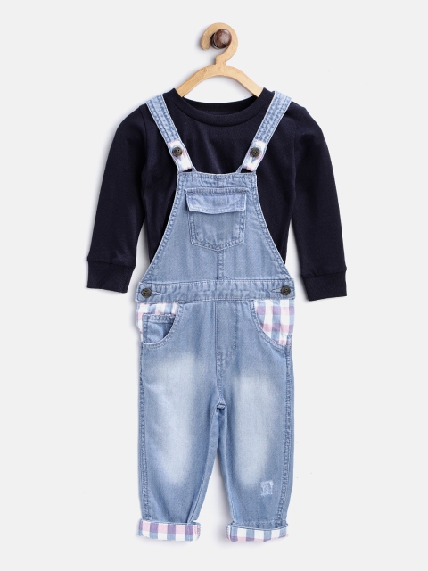 

Gini and Jony Boys Blue Solid T-shirt with Dungarees