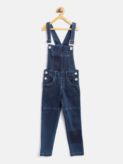 

Gini and Jony Girls Navy Solid Denim Dungarees, Navy blue
