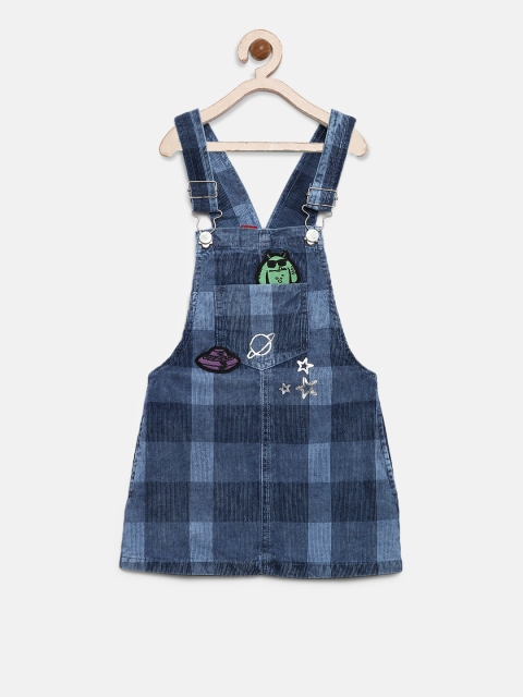 

Gini and Jony Girls Blue Checked Pinafore Dress