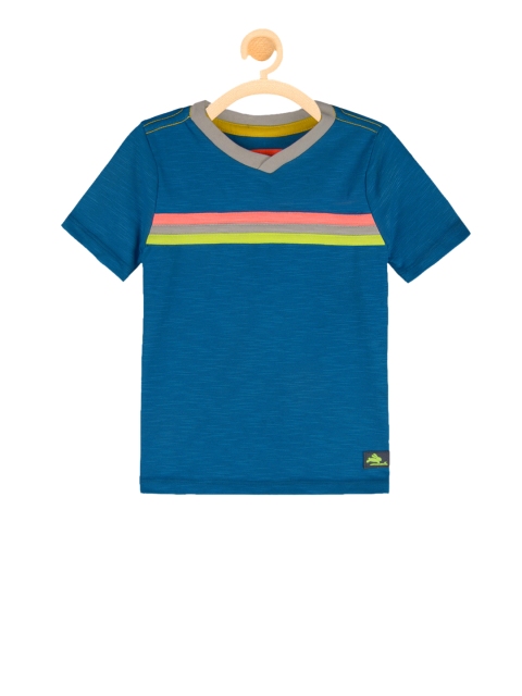 

Cherry Crumble Boys Blue Striped V-Neck T-shirt