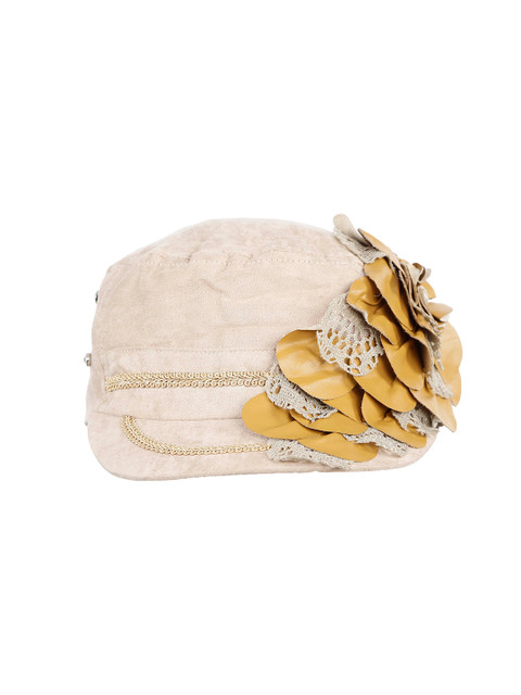 

FabSeasons Women Beige & Mustard Self Design Baseball Cap