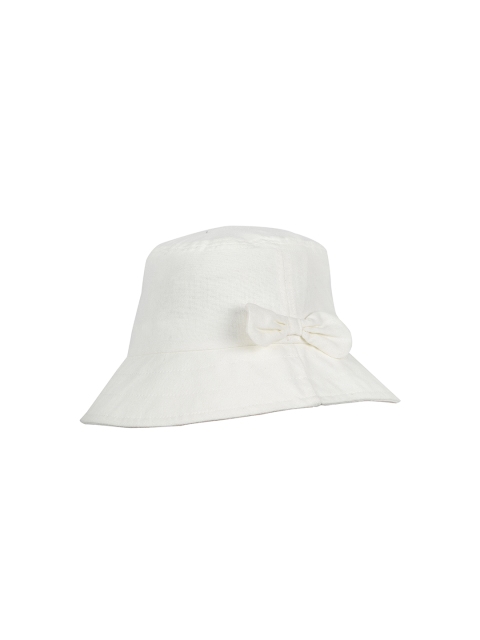 

FabSeasons Women White Solid Bucket Hat