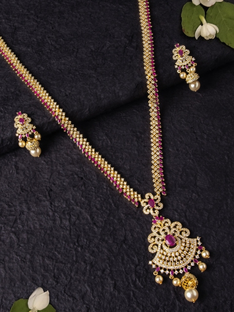 

Rubans Gold-Toned & Red Gold-Plated Handcrafted Jewellery Set