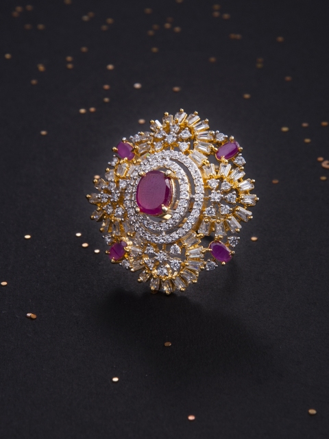 

Rubans Gold-Plated CZ-Studded Handcrafted Ring