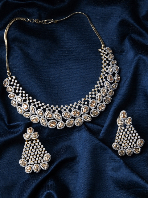

Rubans Gold-Toned & White Handcrafted Gold-Plated Jewellery Set