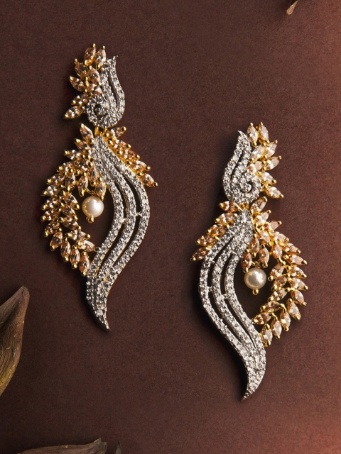 

Rubans Gold-Toned & White Gold-Plated Classic Drop Earrings
