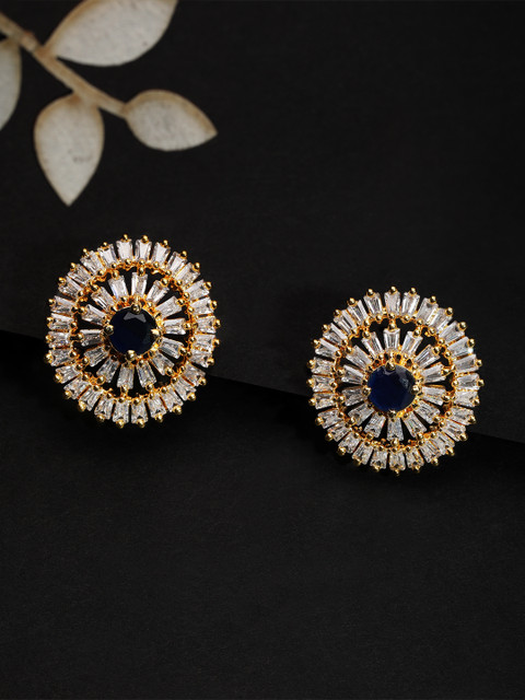 

Rubans Gold-Toned & Black Gold-Plated Studs