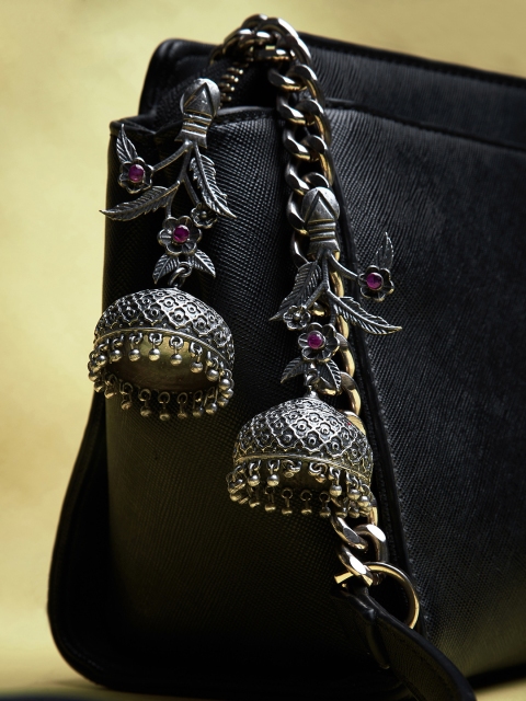 

ZeroKaata Silver-Toned Dome Shaped Jhumkas