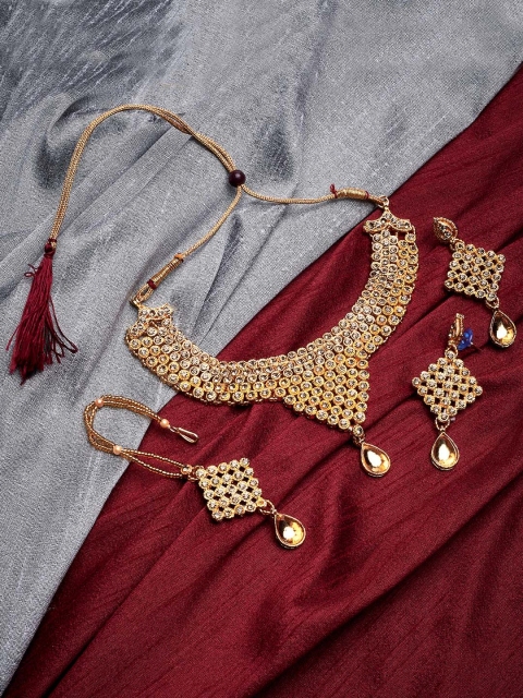 

ZeroKaata Gold-Toned Stone Studded Jewellery set