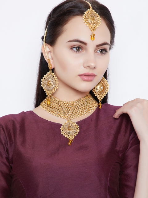 

ZeroKaata Gold-Toned Stone Studded Jewellery set