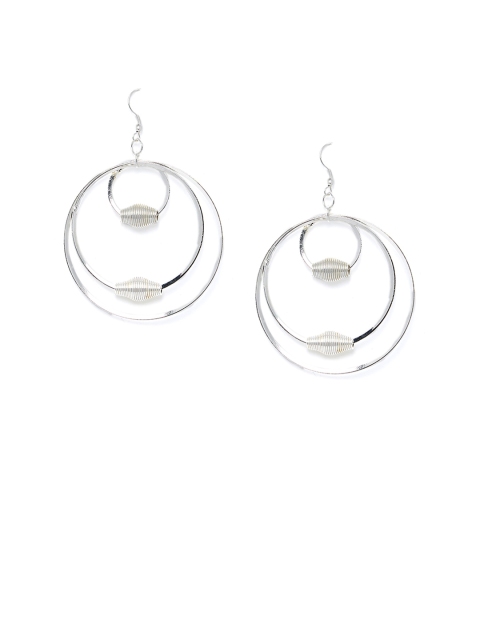 

ZeroKaata Silver-Toned Circular Drop Earrings