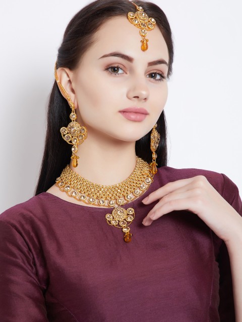 

ZeroKaata Gold-Toned Stone Studded Jewellery set