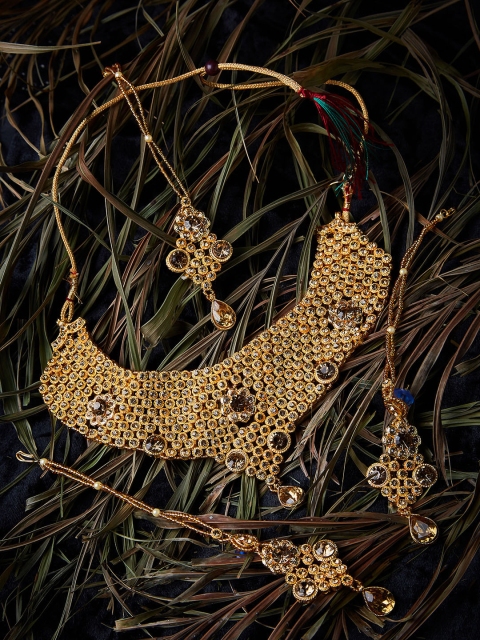 

ZeroKaata Gold-Toned Stone Studded Jewellery set