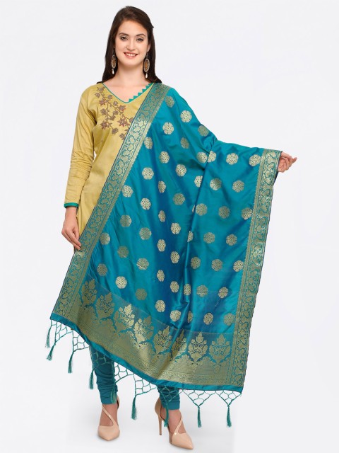 

Saree mall Teal Woven Design Dupatta