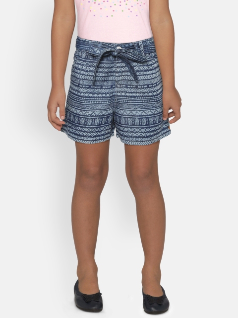 

Palm Tree Girls Blue Printed Regular Fit Shorts